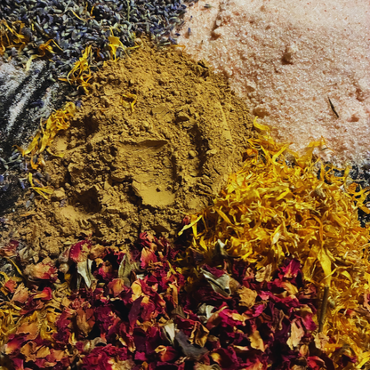 Herbal mix of clay, sand, rose and lavender for butterfly puddler